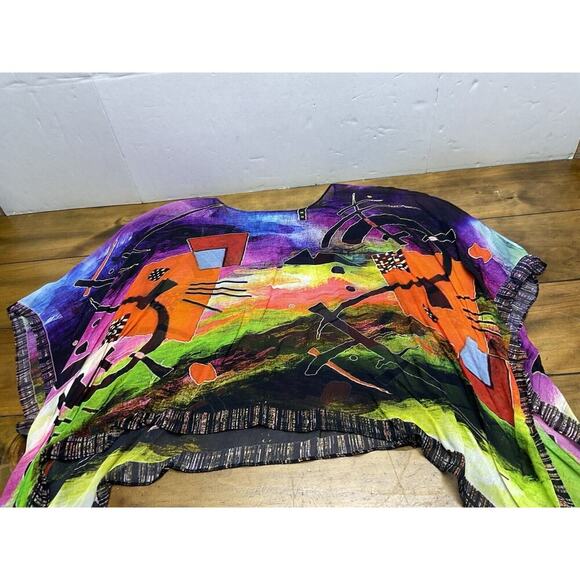 Dilemma By DunShroff Silk Art to Wear Hand Painted Poncho Top OS Silk - Picture 16 of 16